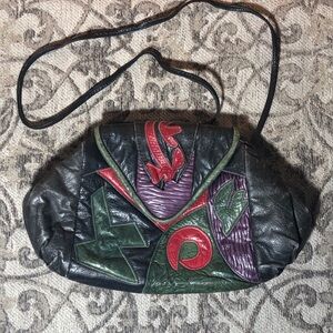 Vintage Multicolor Leather Shoulder Bag by Noble Handbags
